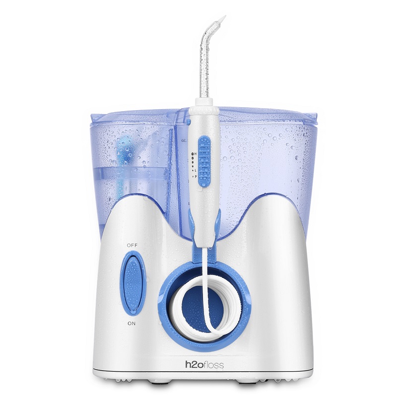 H2ofloss Dental Water Flosser for Teeth Cleaning With 12 Multifunctional Tips & 800ml ,Professional Countertop Oral Irrigator Quiet Design