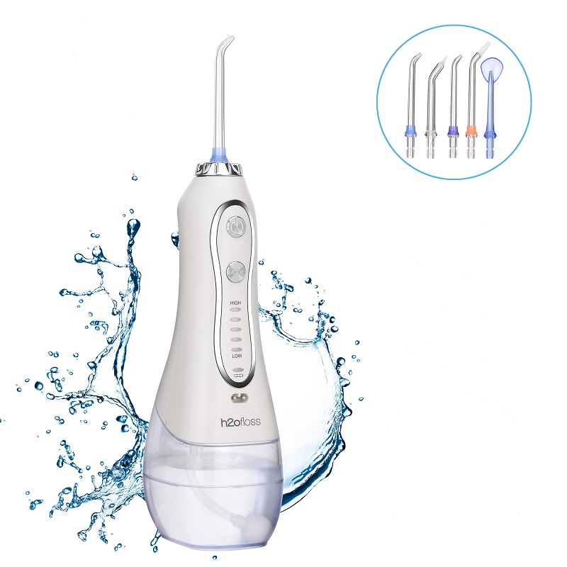 H2ofloss Water Flosser Professional Cordless Dental Oral Irrigator - Portable and Rechargeable IPX7 Waterproof Water Flossing for Teeth Cleaning,300ml Reservoir Home and Travel (HF-6)